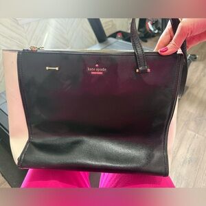 kate spade Black and Cream Leather Computer/Tote Bag-Broken Handle